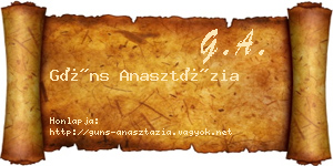Güns Anasztázia névjegykártya